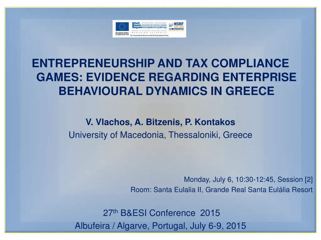 entrepreneurship and tax compliance games n.w