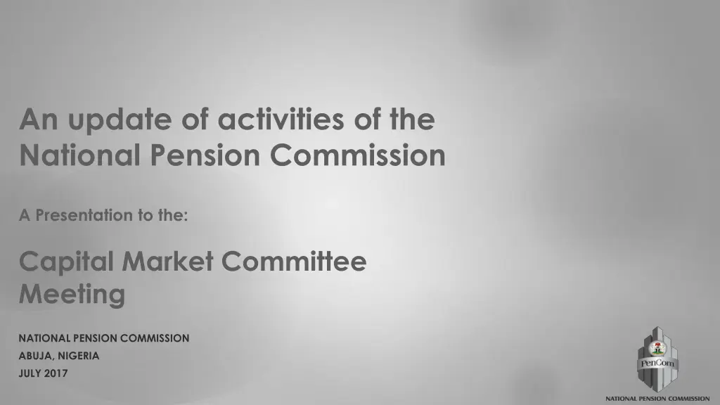 an update of activities of the national pension n.w