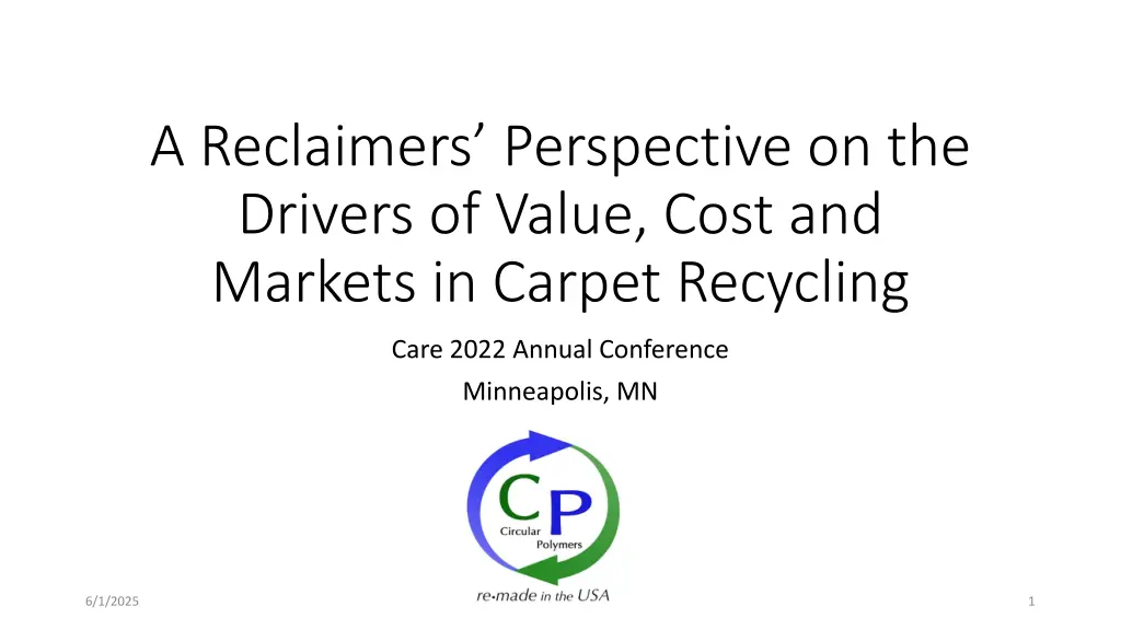 a reclaimers perspective on the drivers of value n.w