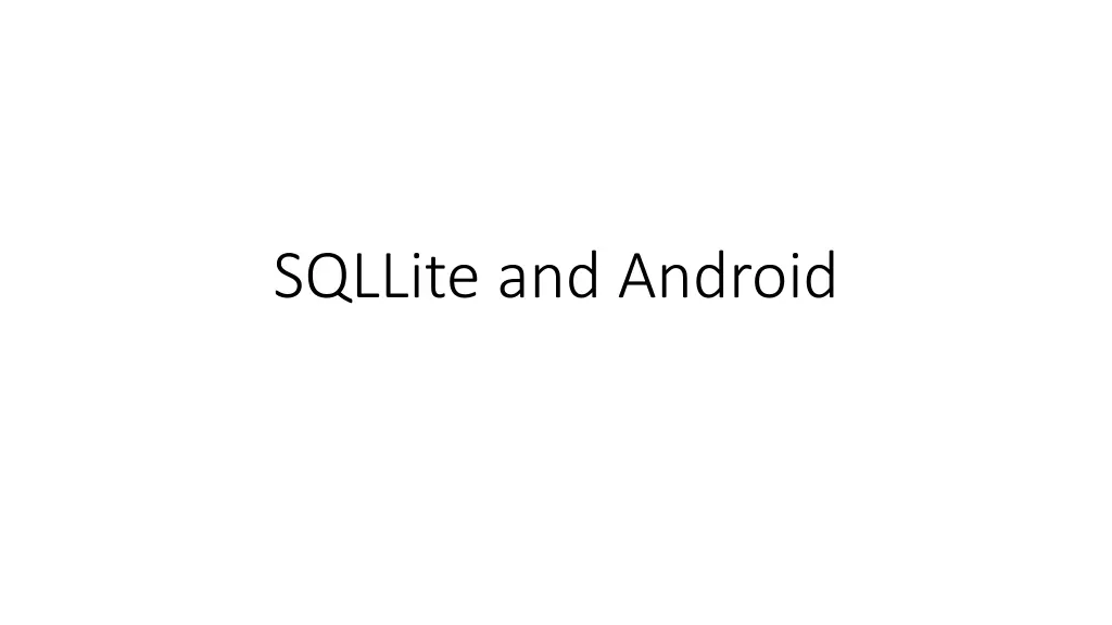 sqllite and android n.w