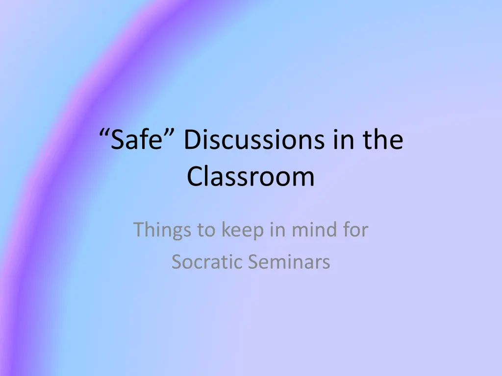 safe discussions in the classroom n.w