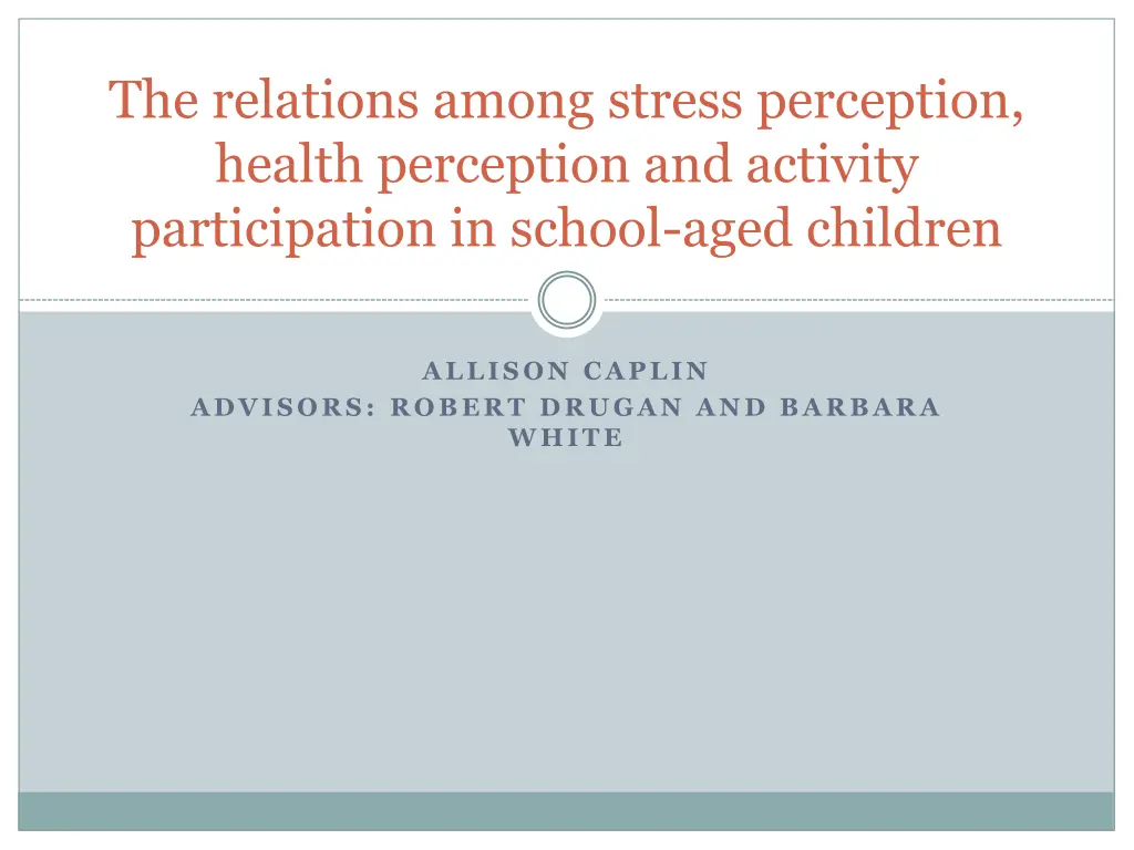 the relations among stress perception health n.w