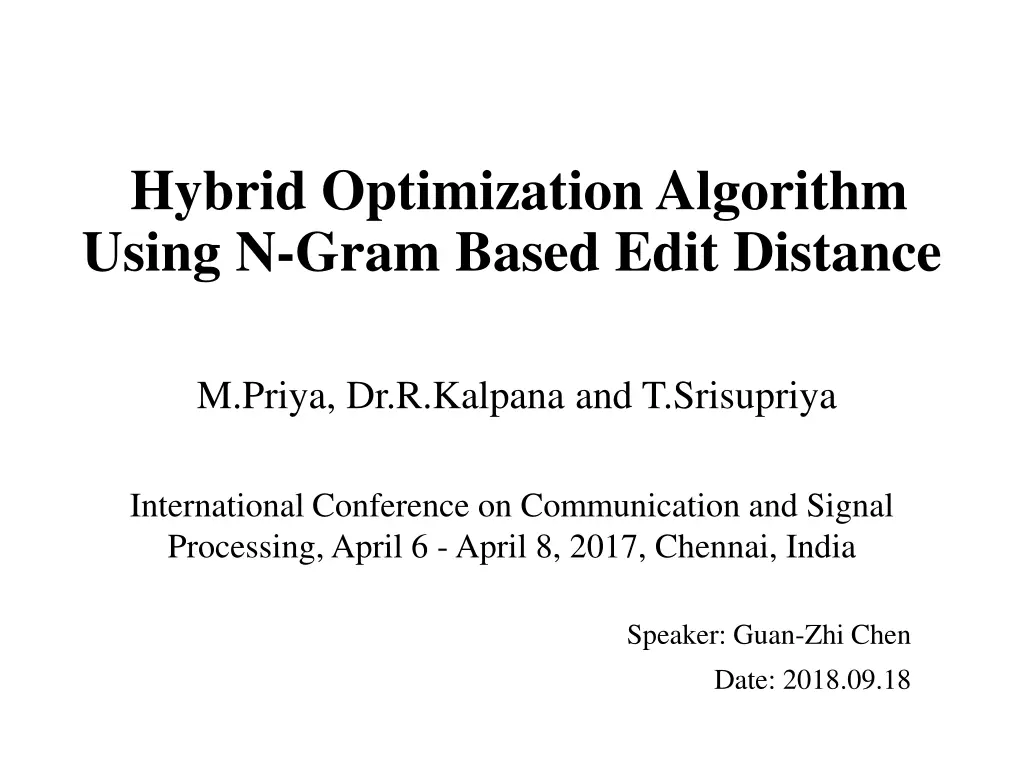 hybrid optimization algorithm using n gram based n.w