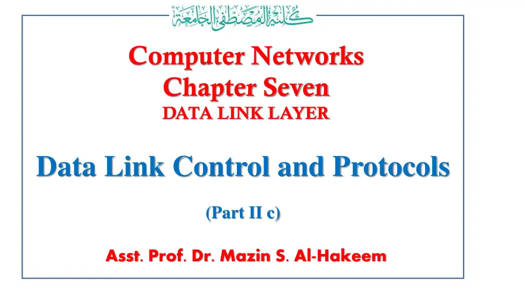 computer networks chapter seven data link layer n.w