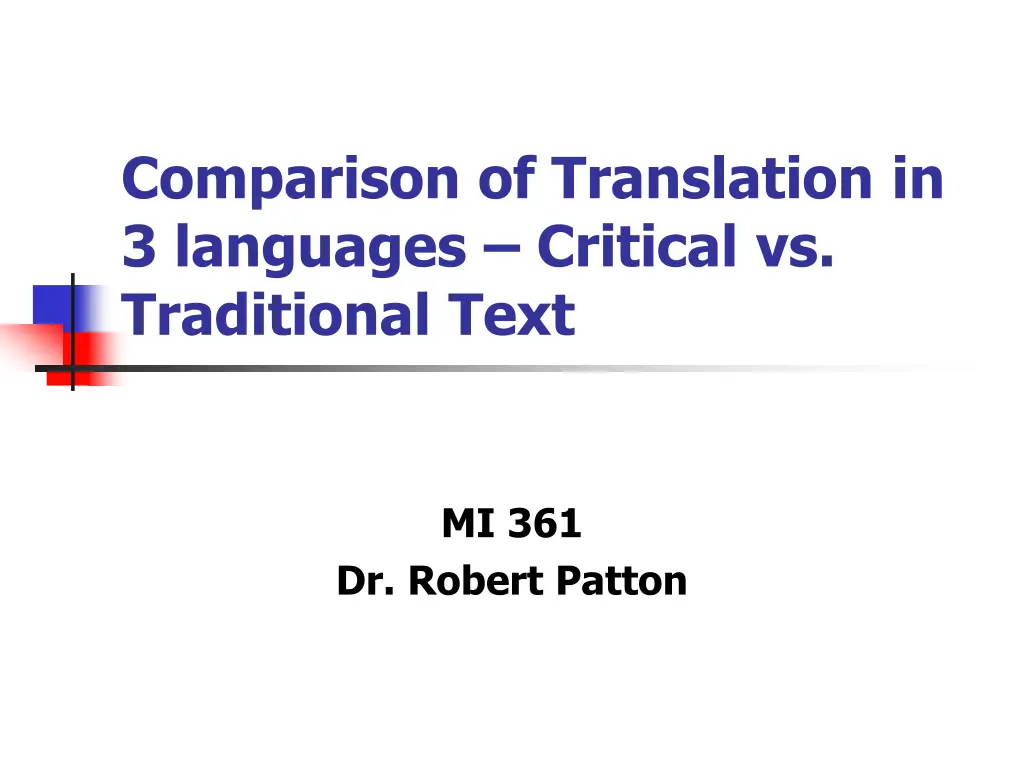 comparison of translation in 3 languages critical n.w