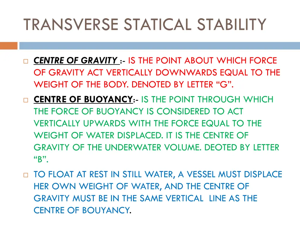 transverse statical stability n.w