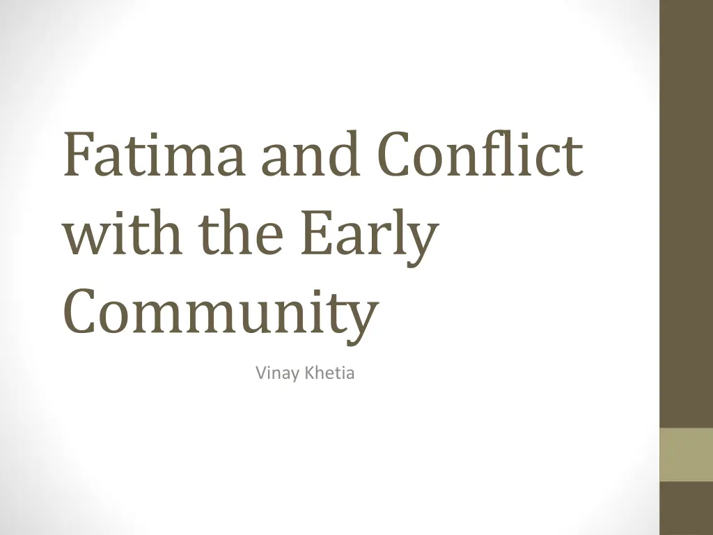 fatima and conflict with the early community n.w