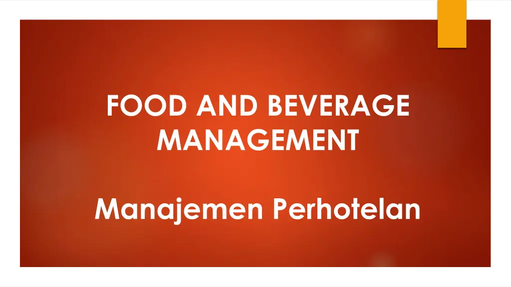 food and beverage management n.w