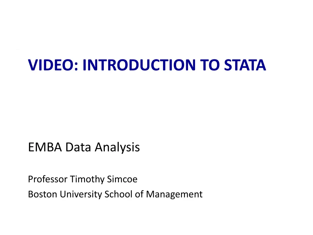 video introduction to stata n.w