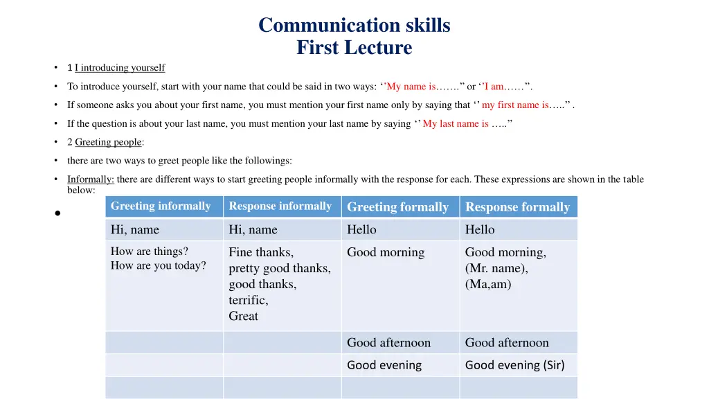 communication skills first lecture n.w