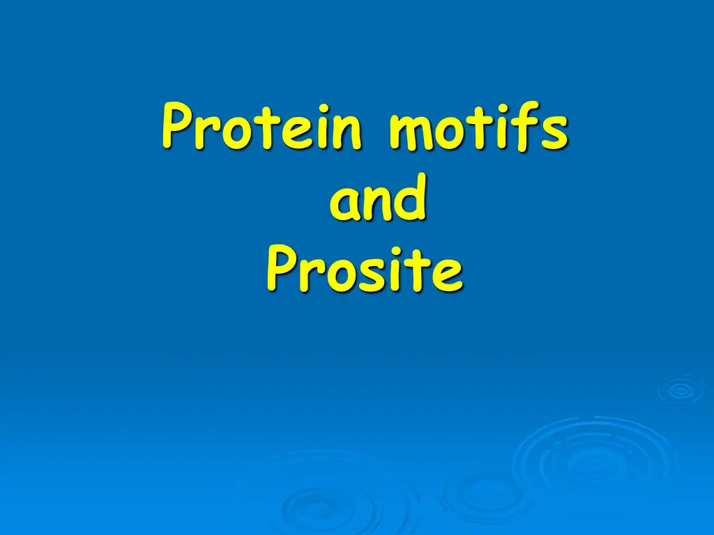 protein motifs and prosite n.w