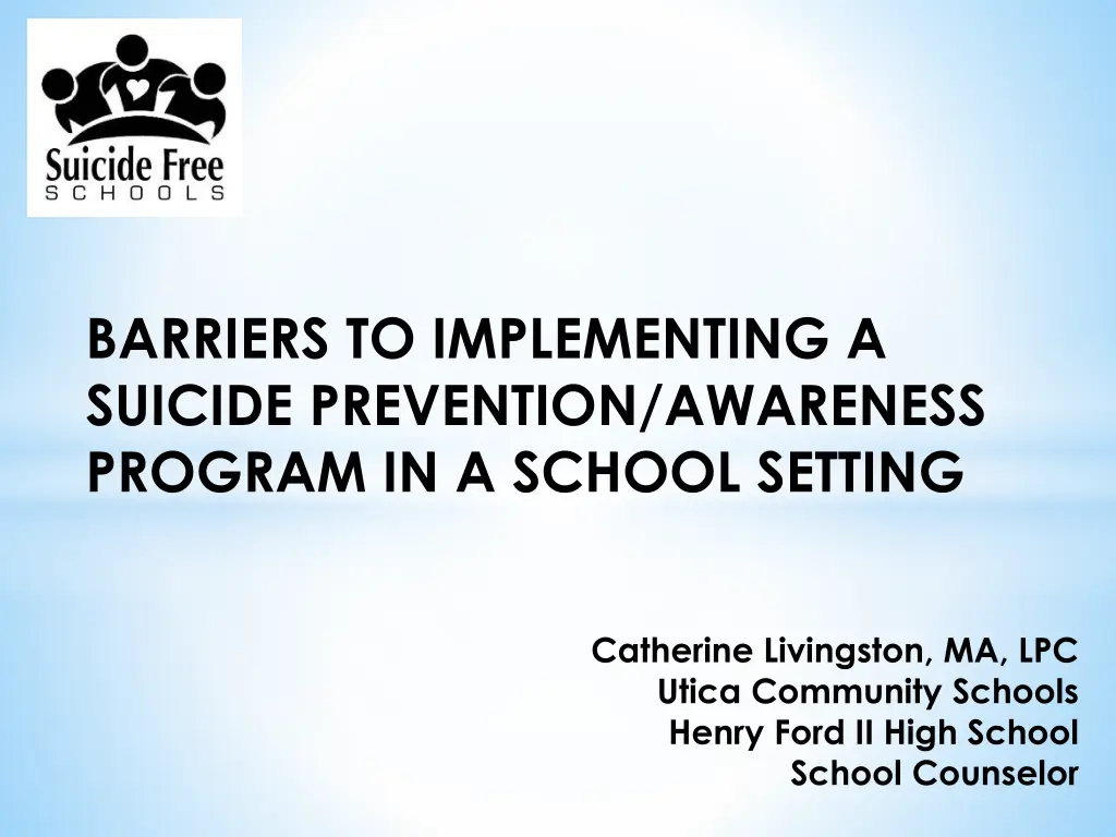 barriers to implementing a suicide prevention n.w