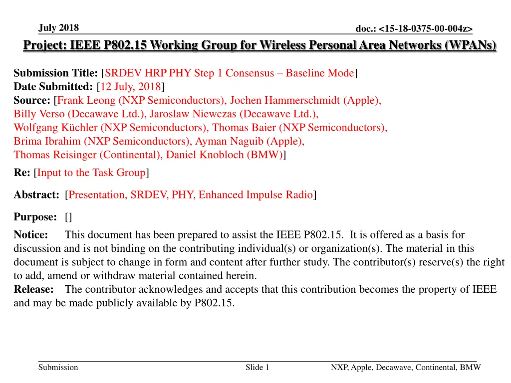 july 2018 project ieee p802 15 working group n.w