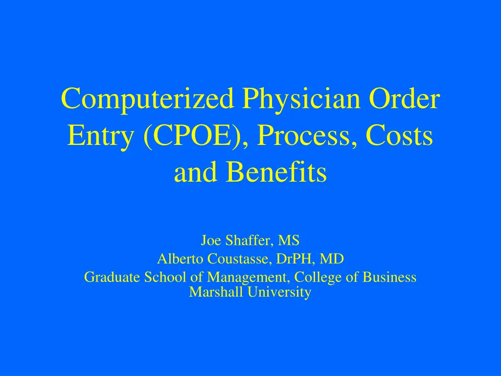 computerized physician order entry cpoe process n.w