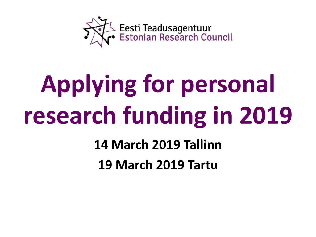 applying for personal research funding in 2019 n.w