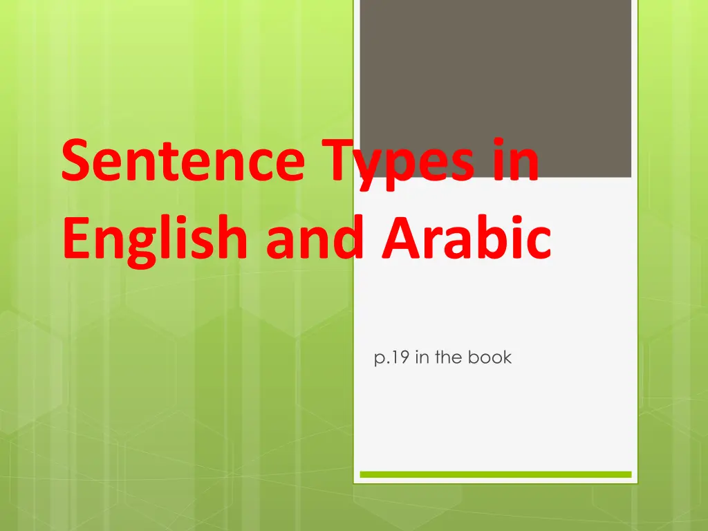 sentence types in english and arabic n.w