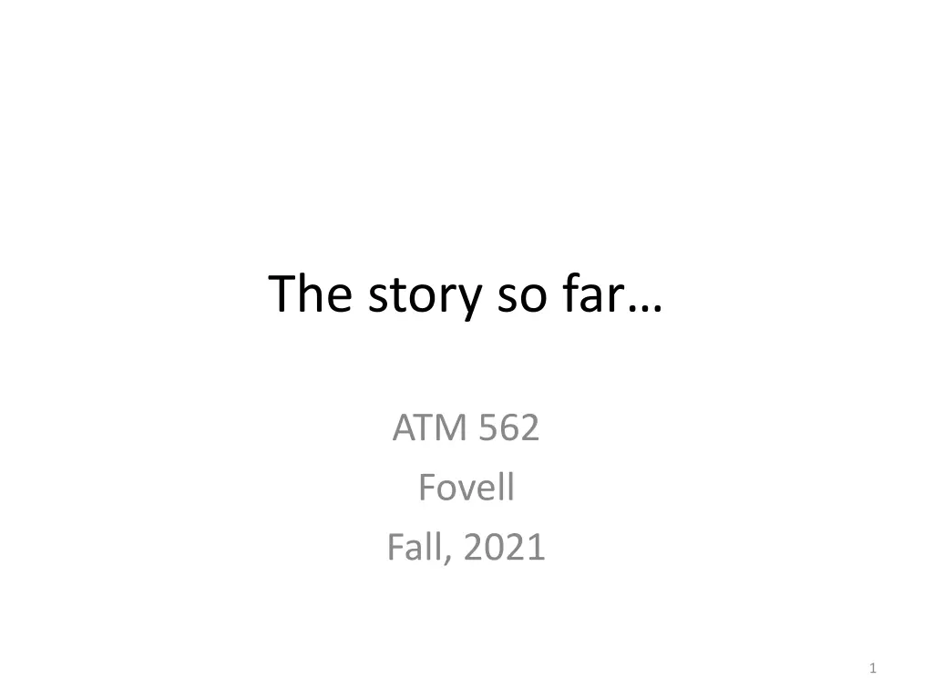 the story so far n.w