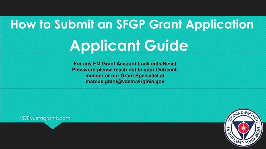 how to submit an sfgp grant application applicant n.w