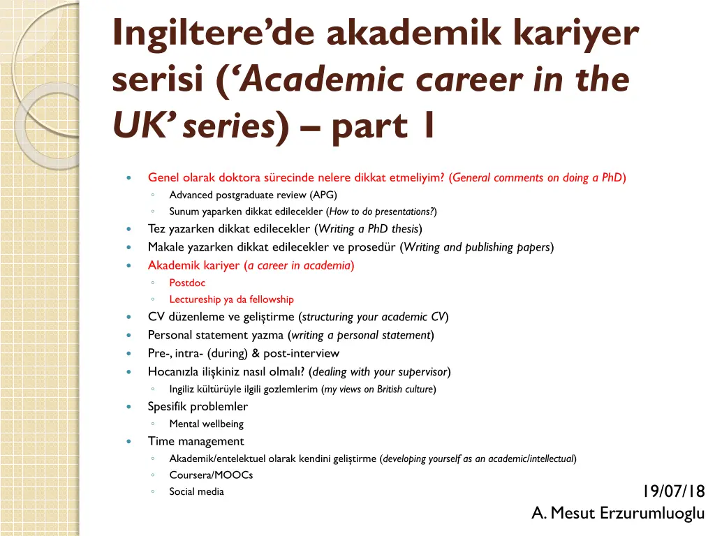 ingiltere de akademik kariyer serisi academic n.w