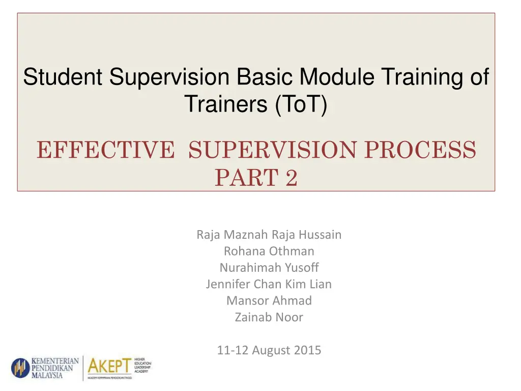 student supervision basic module training n.w