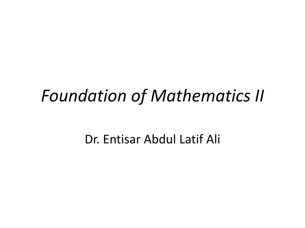 foundation of mathematics ii n.w