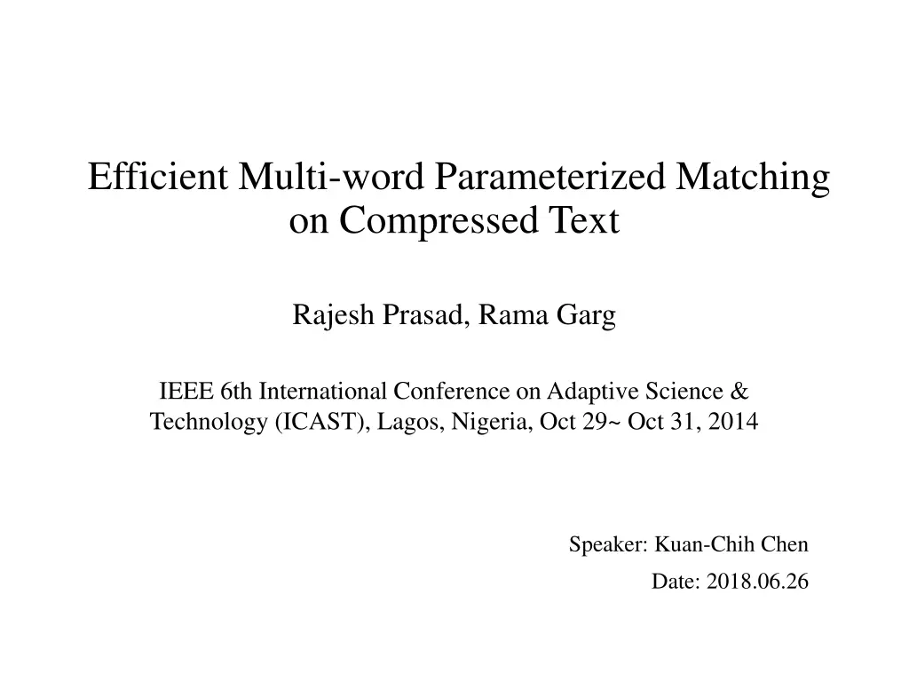 efficient multi word parameterized matching n.w