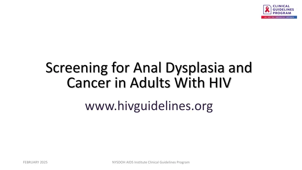 screening for anal dysplasia and cancer in adults n.w
