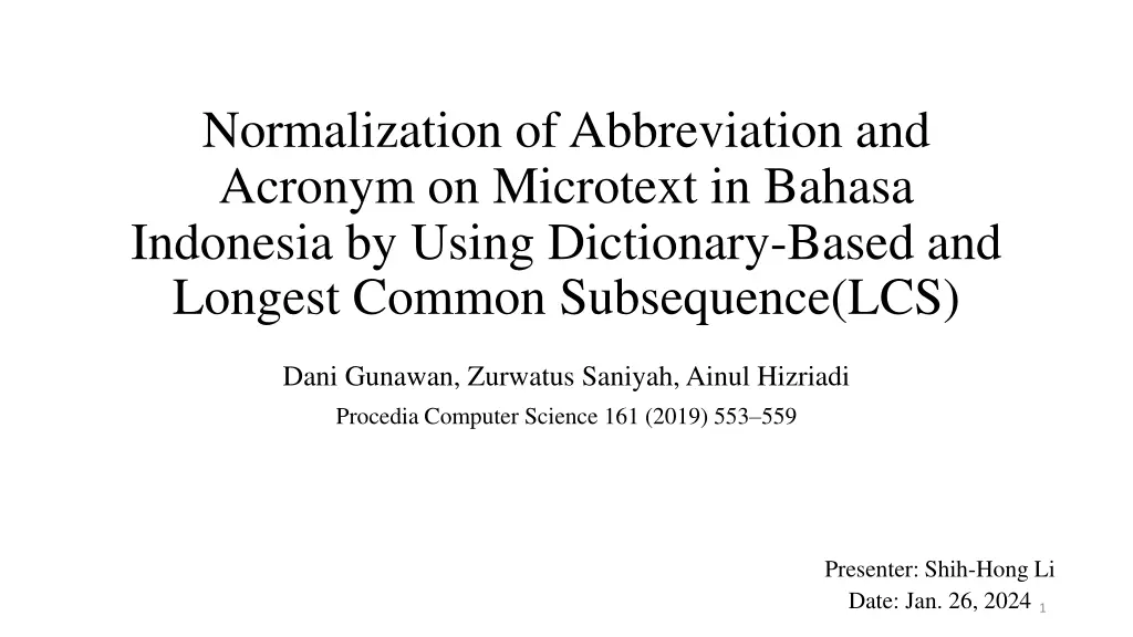 normalization of abbreviation and acronym n.w