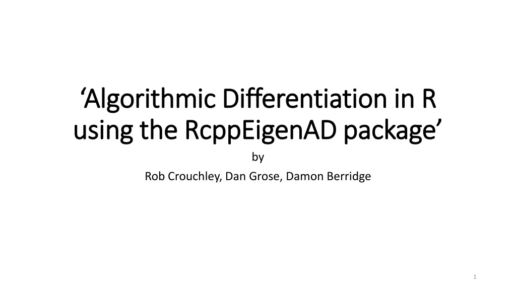 algorithmic differentiation in r algorithmic n.w