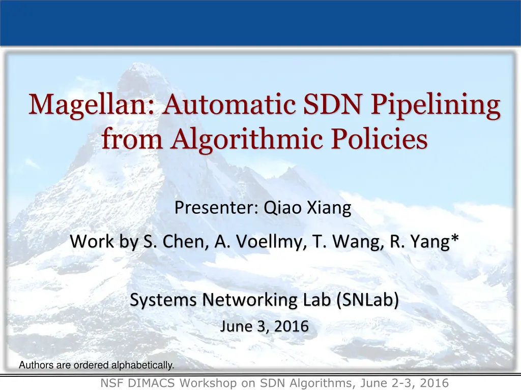 magellan automatic sdn pipelining from n.w