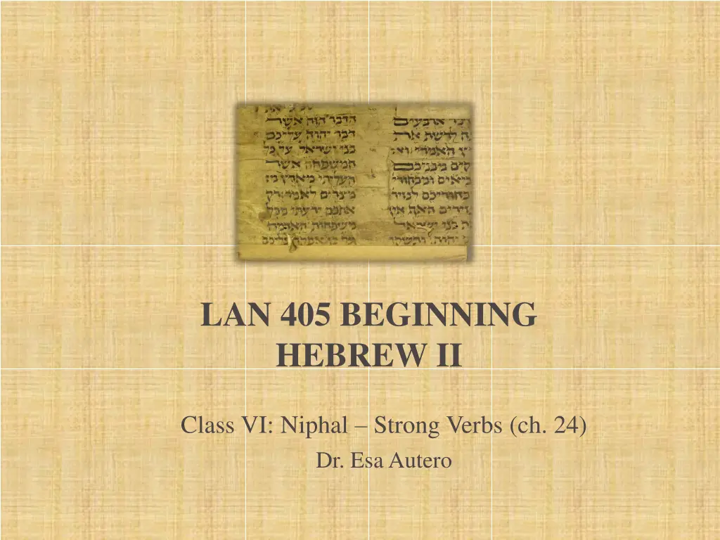 lan 405 beginning hebrew ii n.w