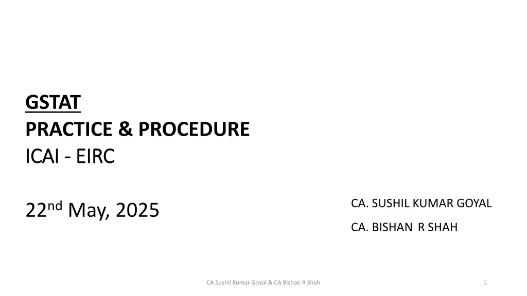 gstat practice procedure icai icai eirc eirc n.w