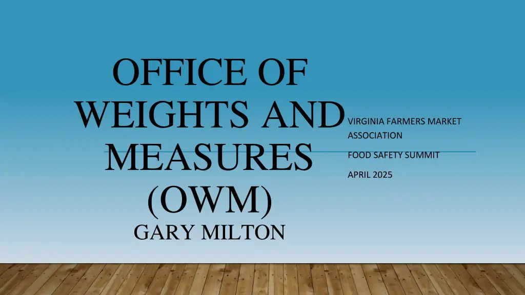 office of weights and measures owm gary milton n.w