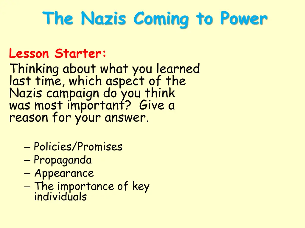 the nazis coming to power n.w