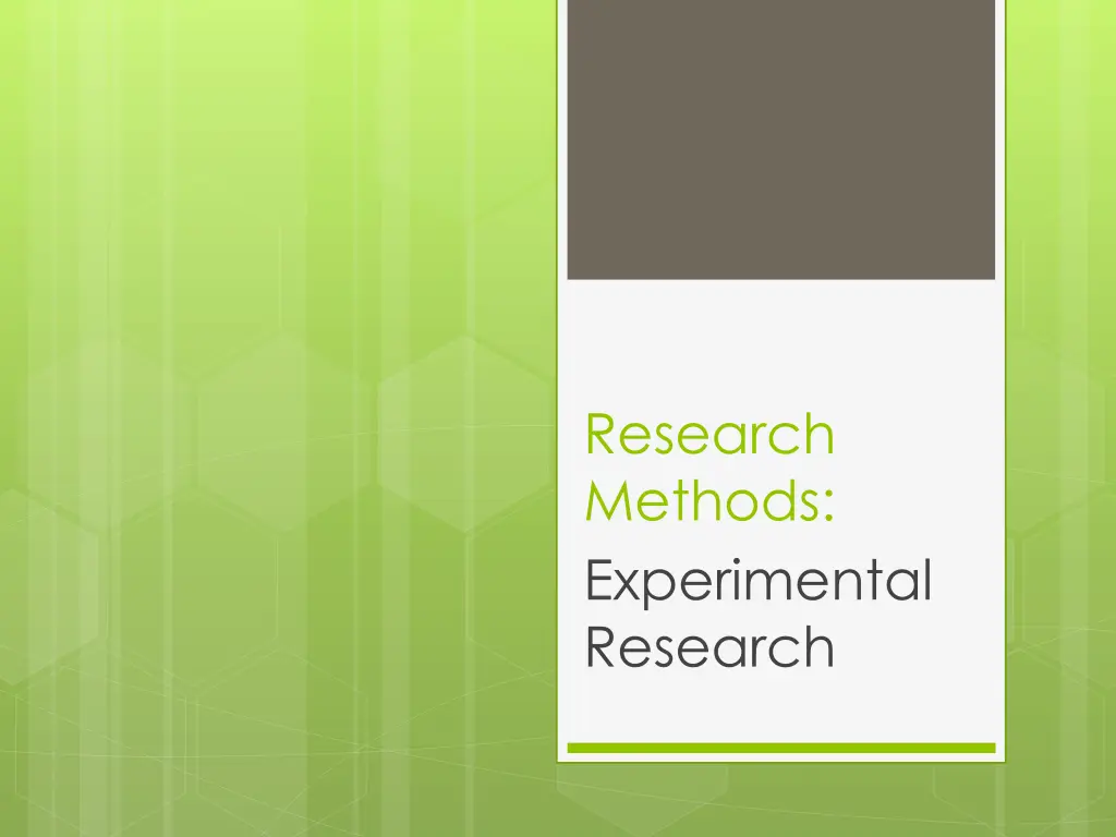 research methods experimental research n.w