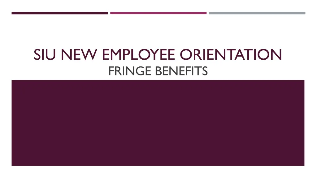 siu new employee orientation fringe benefits n.w