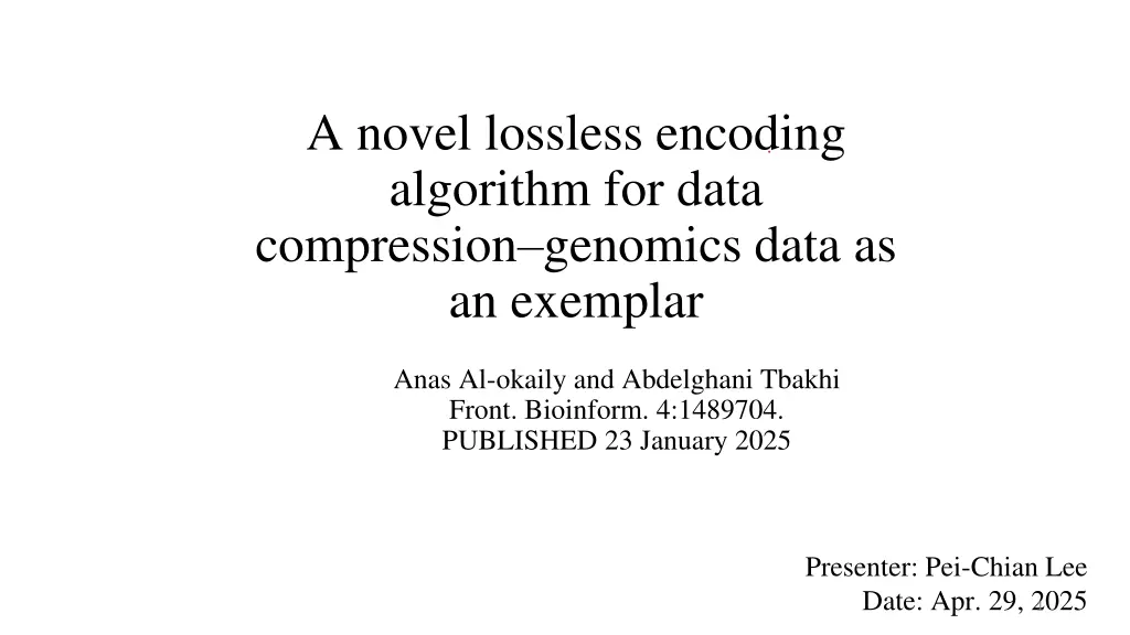 a novel lossless encoding algorithm for data n.w
