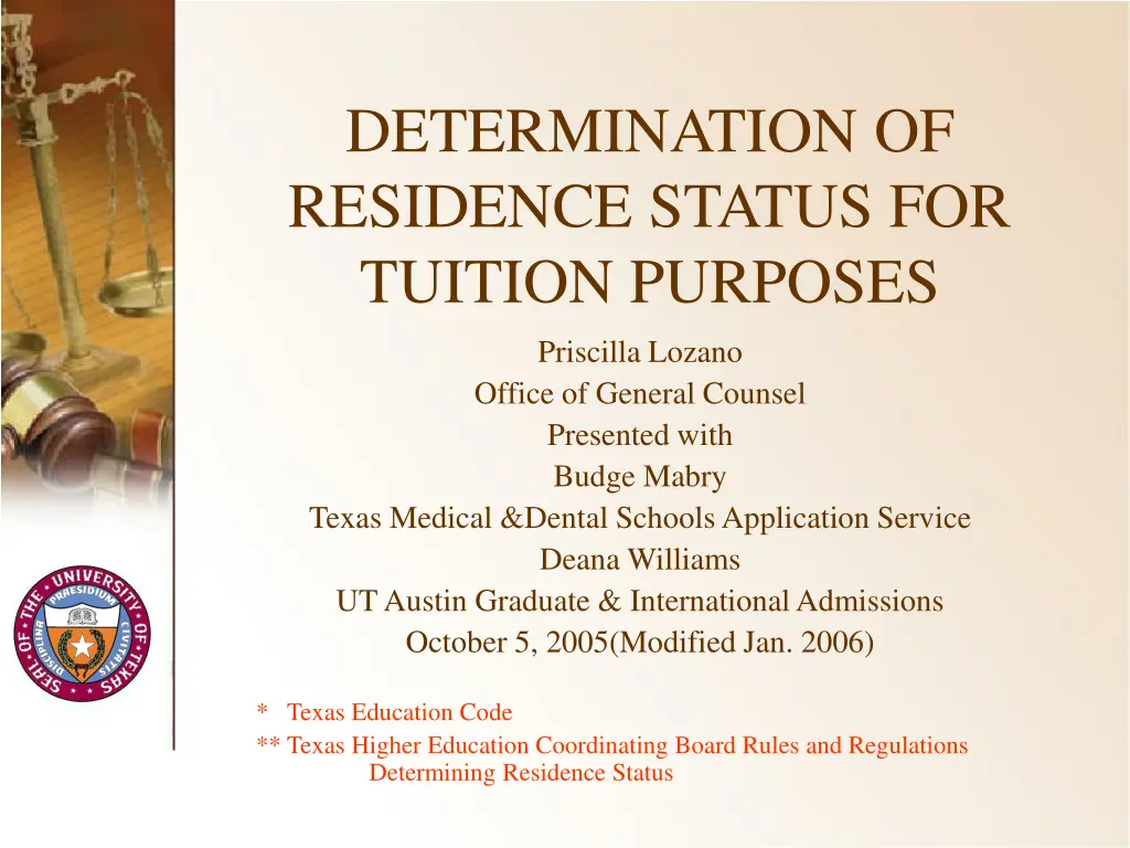 determination of residence status for tuition n.w