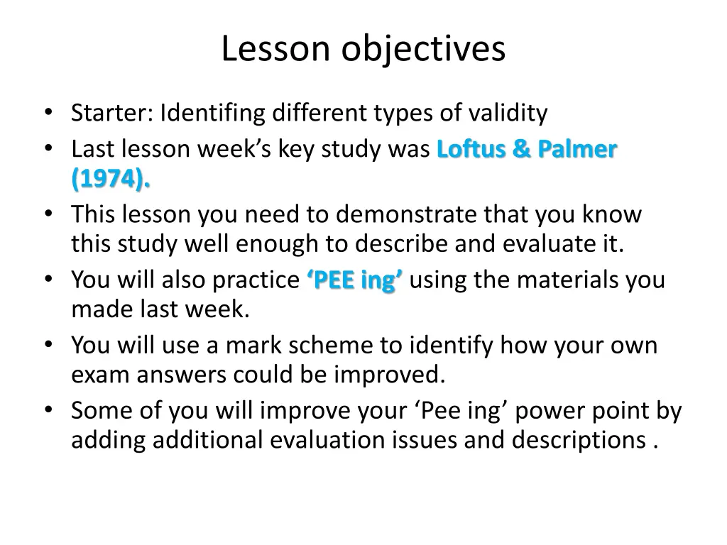 lesson objectives n.w