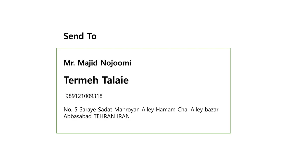 send to n.w