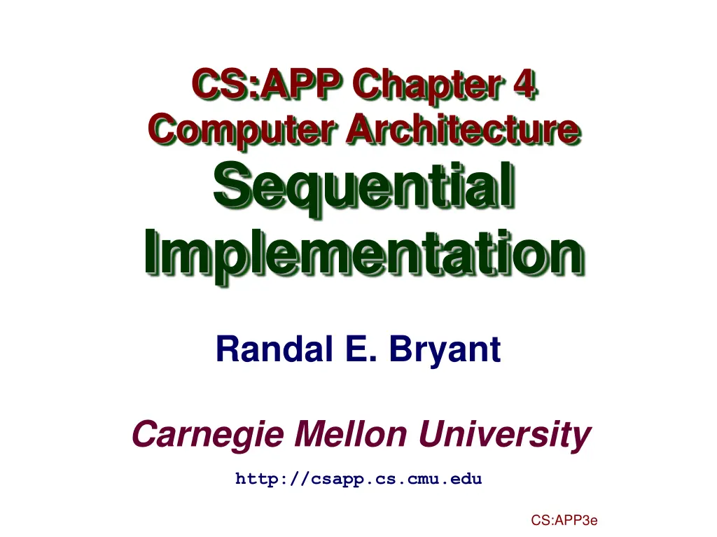 cs app chapter 4 computer architecture sequential n.w