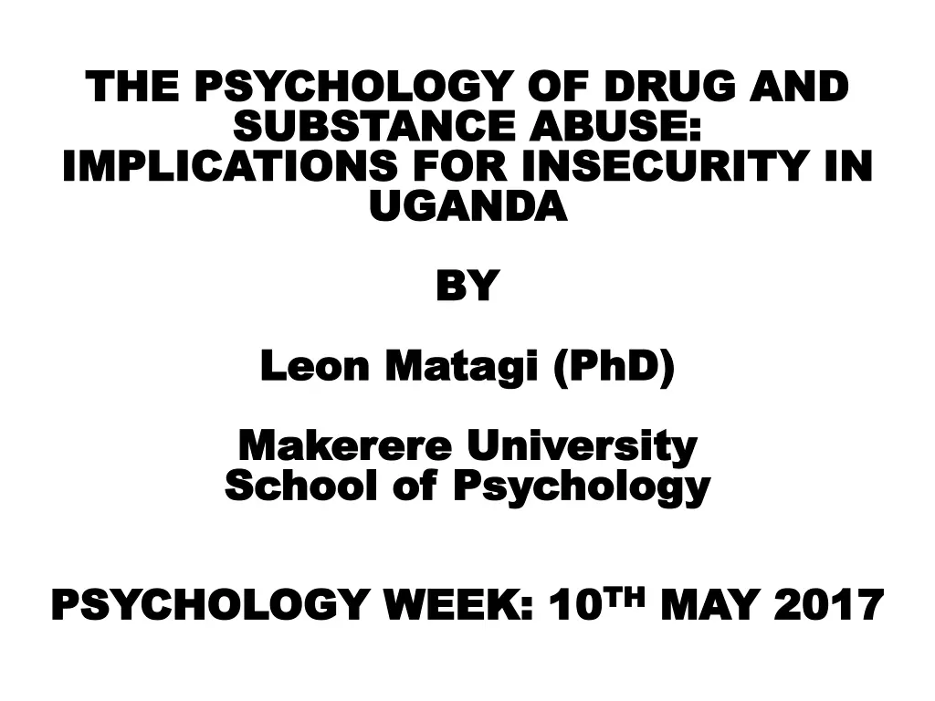 the psychology of drug and the psychology of drug n.w