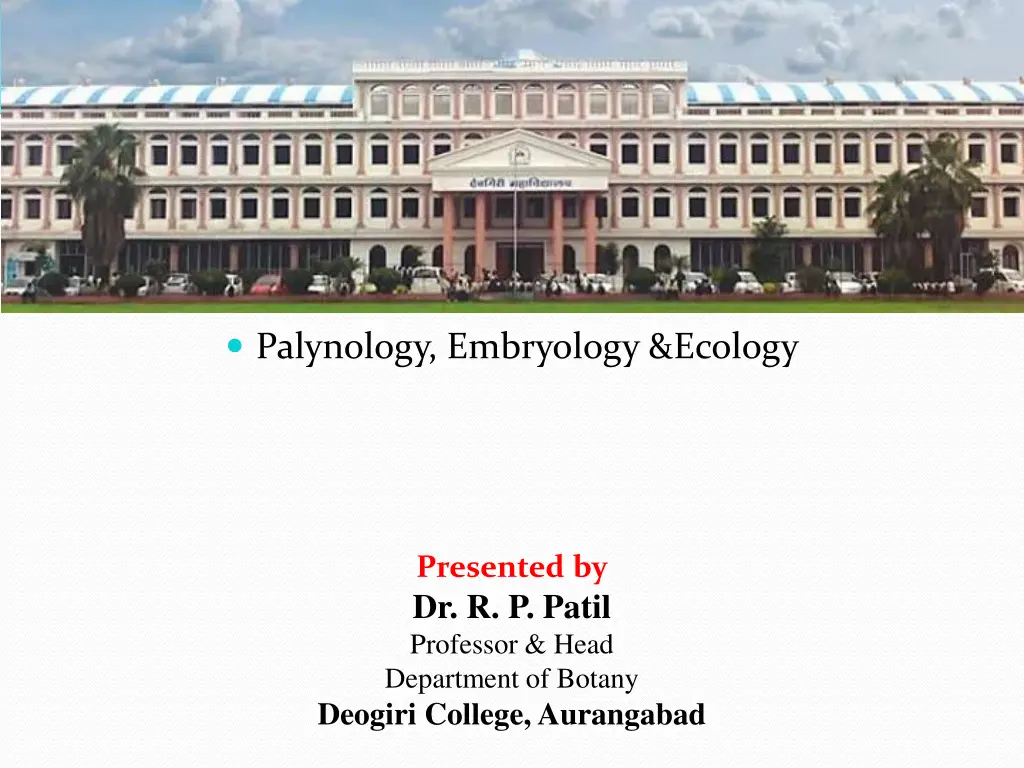palynology embryology ecology n.w
