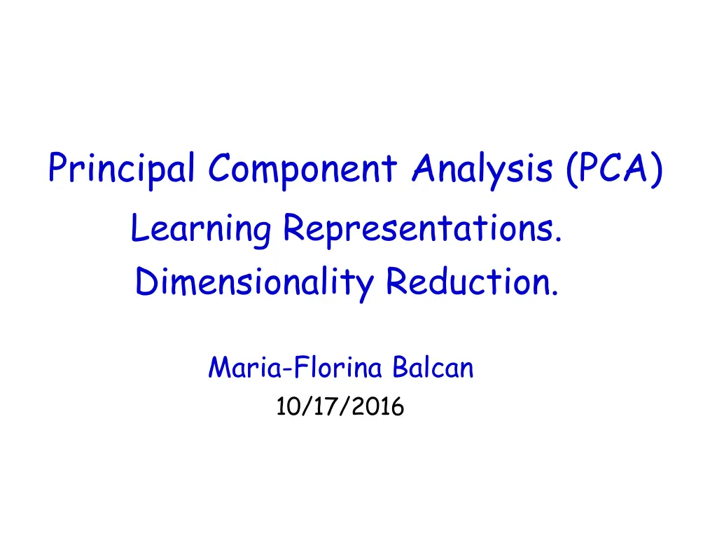 principal component analysis pca learning n.w