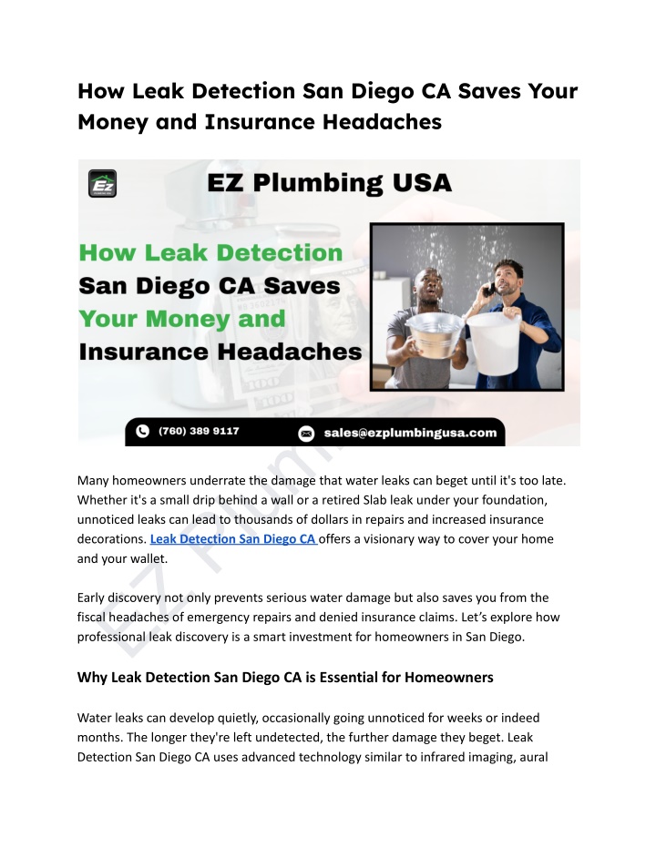 how leak detection san diego ca saves your money n.w