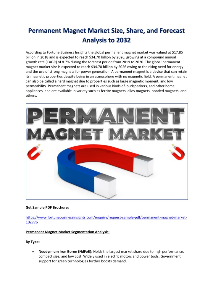 permanent magnet market size share and forecast n.w
