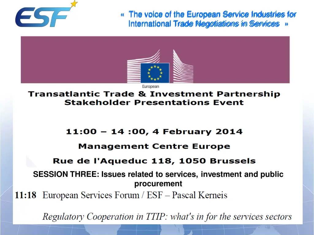 the voice of the european service industries n.w
