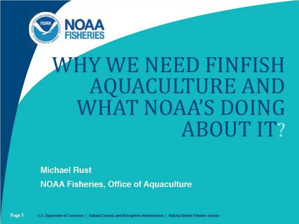 why we need finfish aquaculture and what noaa n.w