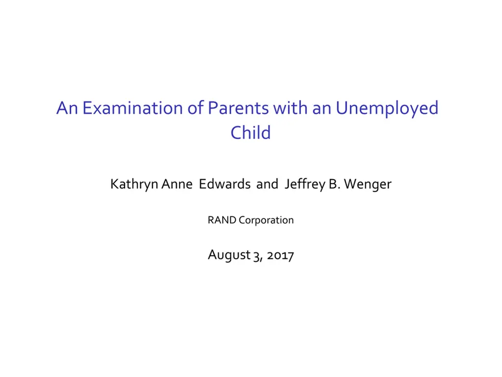 an examination of parents with an unemployed child n.w