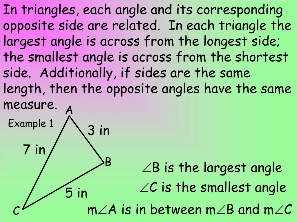 in triangles each angle and its corresponding n.w